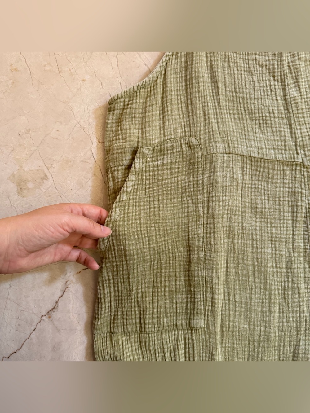 EARTHBOUND Trading Co Women’s Size L Sage Green Jumpsuit Gauzy Oversized Hippie - Picture 5 of 16